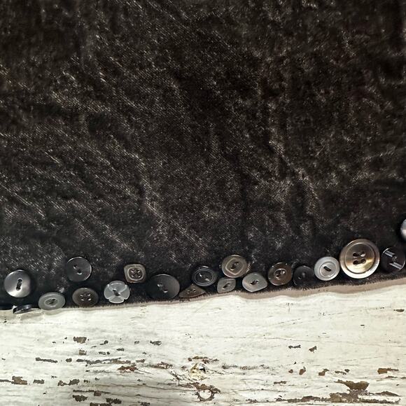 J. Jill Dark Chocolate Brown Crushed Velvet Beaded Skirt Size Large Petite LP - Picture 6 of 6